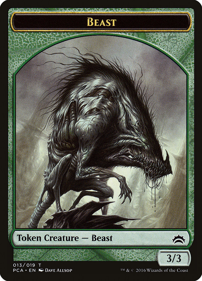 Beast // Saproling Double-Sided Token [Planechase Anthology Tokens]