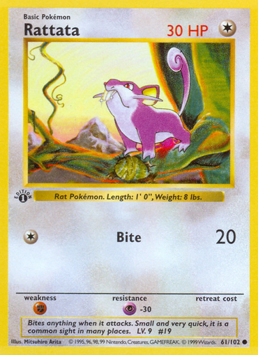 Rattata (61/102) (Shadowless) [Base Set 1st Edition]