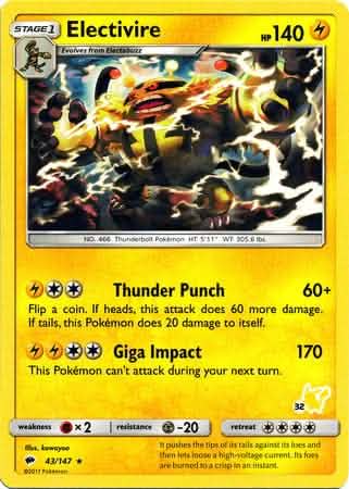 Electivire (43/147) (Pikachu Stamp #32) [Battle Academy 2020]