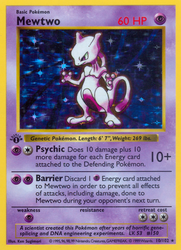 Mewtwo (10/102) (Shadowless) [Base Set 1st Edition]