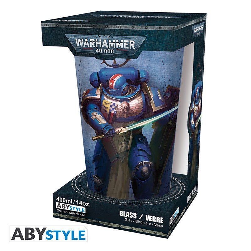 WARHAMMER 40K LARGE GLASS ULTRAMARINE 14 OZ