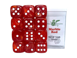 SET OF 12D6 PIPS DICE: MARBLE RED 18MM