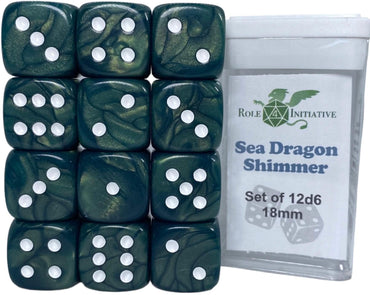 SET OF 12D6 PIPS DICE: SEADRAGON SHIMMER 18MM