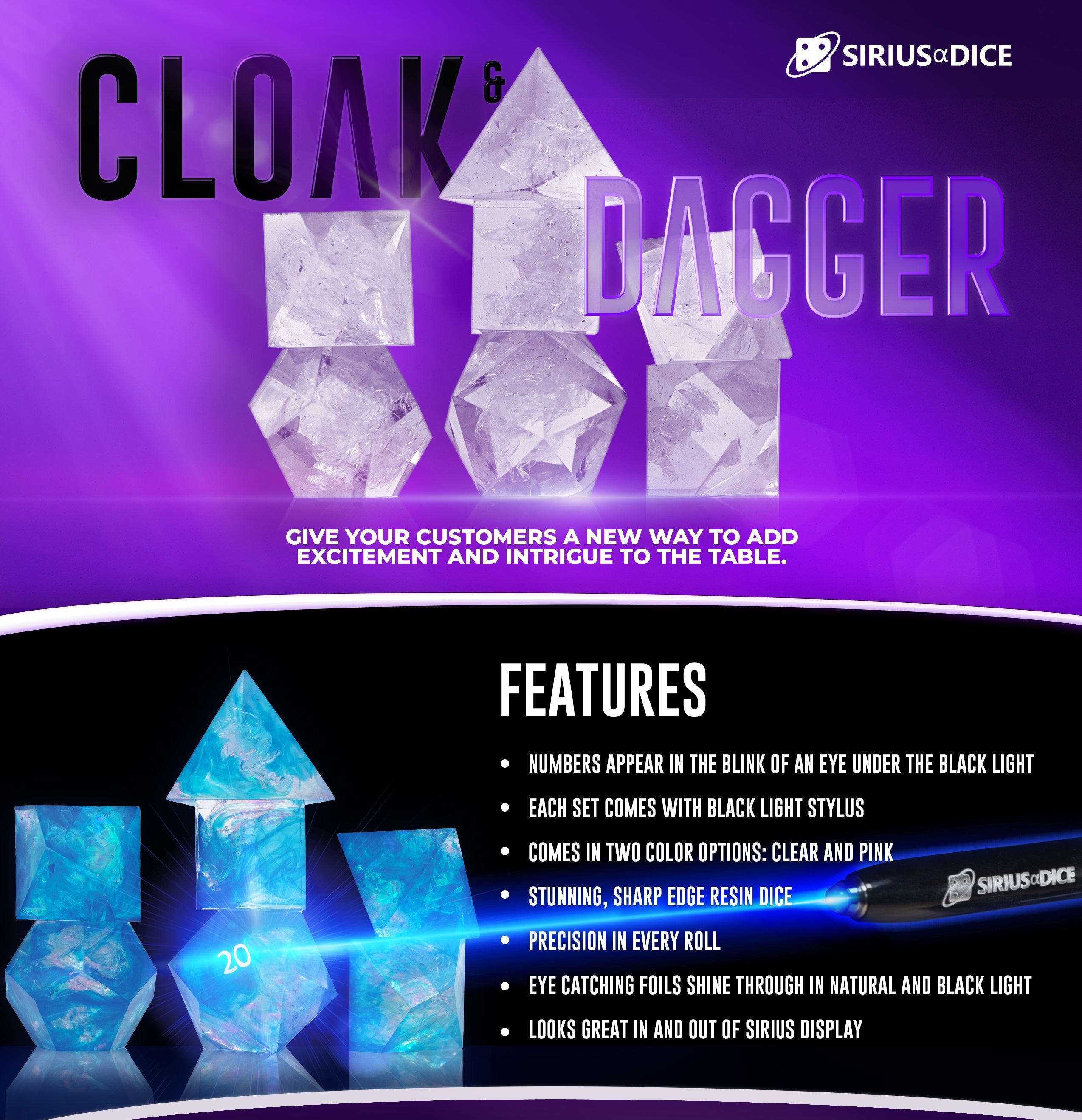 SD CLOAK AND DAGGER BLUE 7-DIE SET