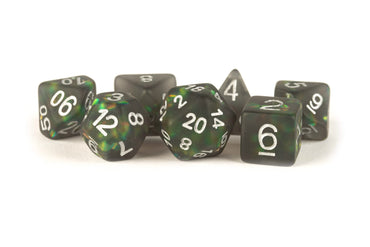 RESIN 7 DICE SET ICY OPAL BLACK 16MM