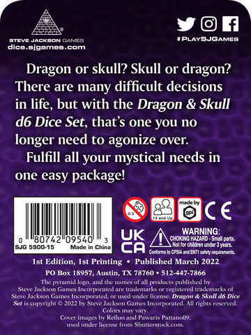 DRAGON AND SKULL DICE SET SILVER