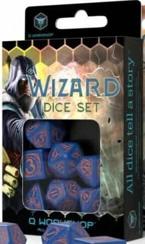WIZARD DARK-BLUE AND ORANGE DICE SET