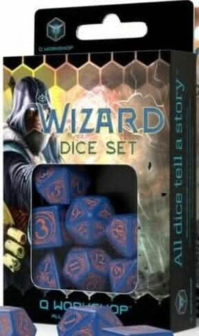 WIZARD DARK-BLUE AND ORANGE DICE SET