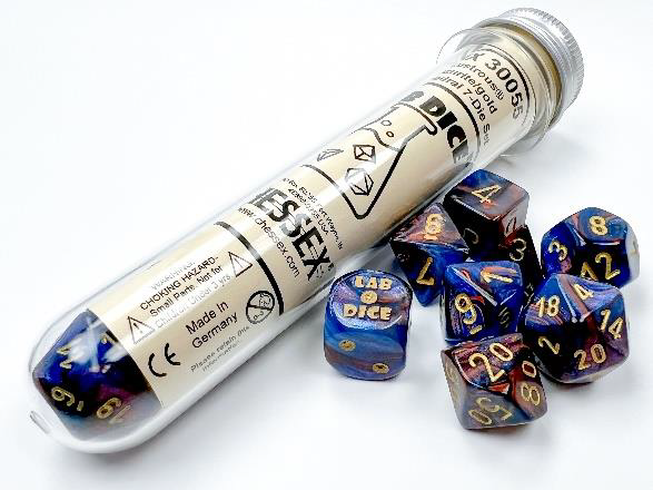 LUSTROUS 7-DIE SET AZURITE/GOLD WITH BONUS DICE