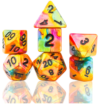 SD CELESTIAL RAINBOW GOLD DICE SET