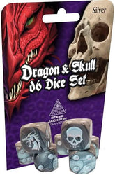 DRAGON AND SKULL DICE SET SILVER