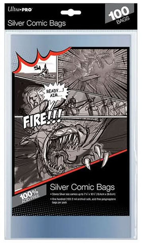 UP COMIC SILVER BAG 100CT 7.25"X10.5"